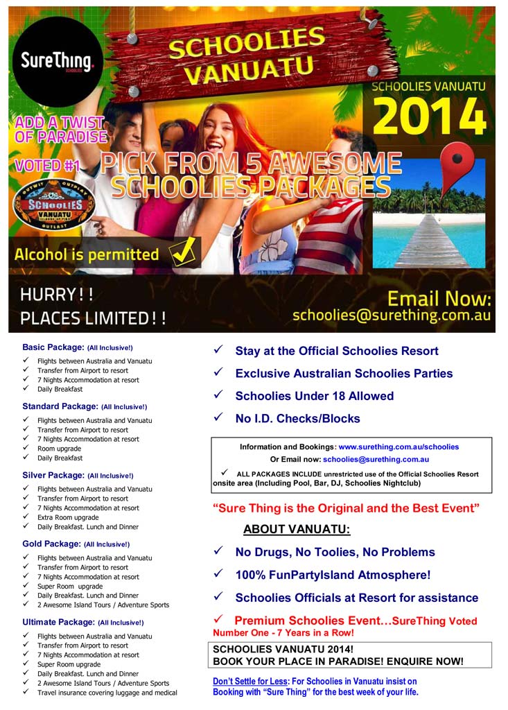 2014 Schoolies Vanuatu Packages 2014 Schoolies Vanuatu Packages