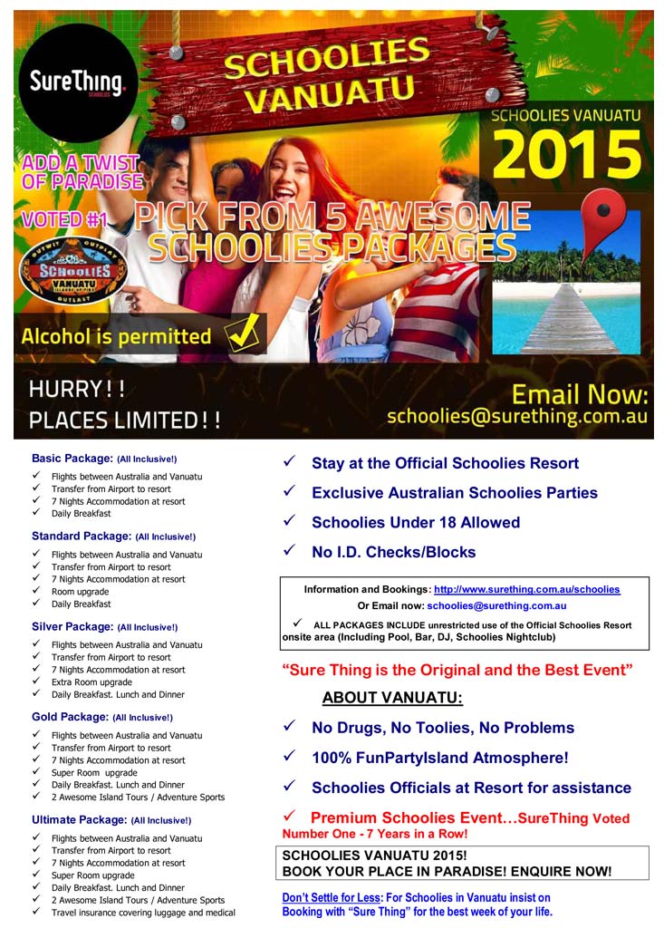2014 Schoolies Vanuatu Packages 2014 Schoolies Vanuatu Packages